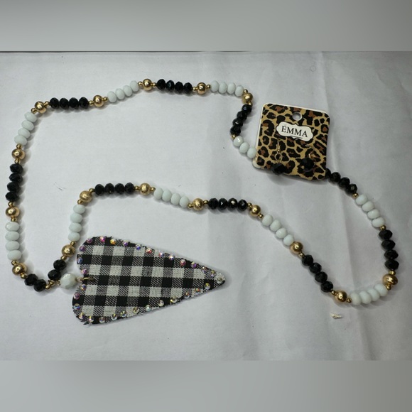 Buffalo Plaid Heart Necklace Set - Picture 2 of 6